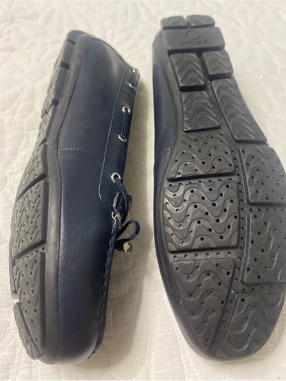 Geox Navy Leather Moccasin Loafers with Bow Detail - Picture 7 of 7